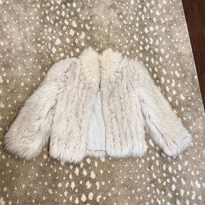 Vintage SAGA FOX Real Blue Fox Fur Coat. Luxurious Cream/White Jacket. Size S